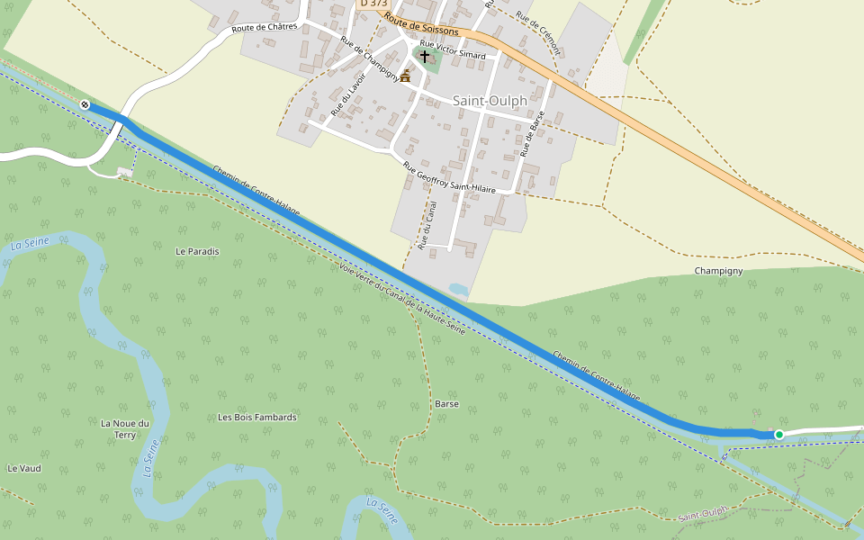 Chemin de Contre-Halage walking route map in Saint-Oulph