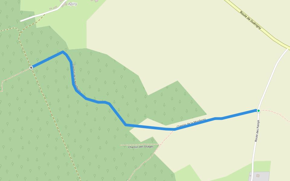 Chemin de la Monfermi walking route map in Vaux d'Amognes
