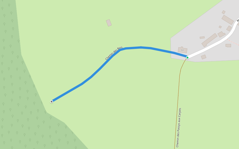 Chemin des Bois walking route map in Vaux d'Amognes
