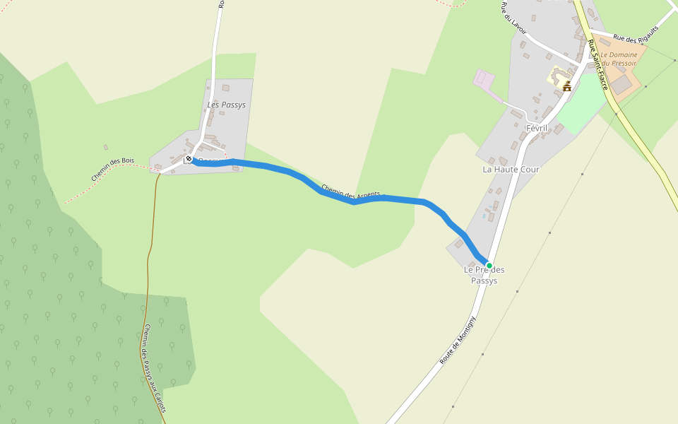 Chemin des Arpents walking route map in Vaux d'Amognes