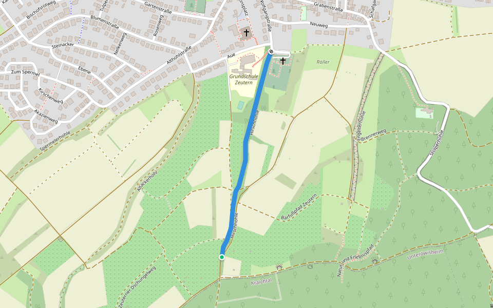 Hirschhohle walking route map in Ubstadt-Weiher