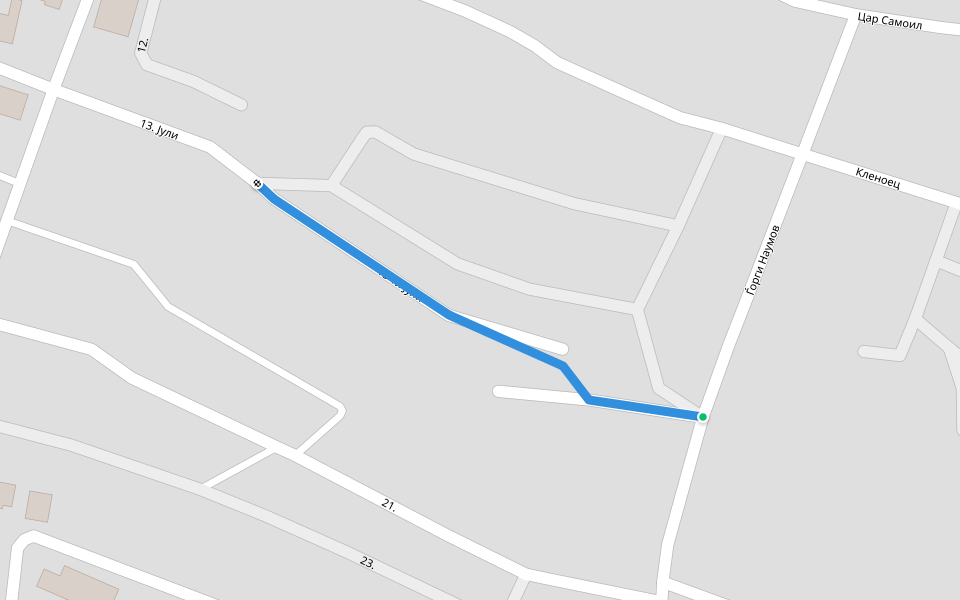 13-ти Јули walking route map in Bitola