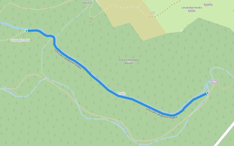 Urkizuko ubidearen bidea walking route map in Berastegi