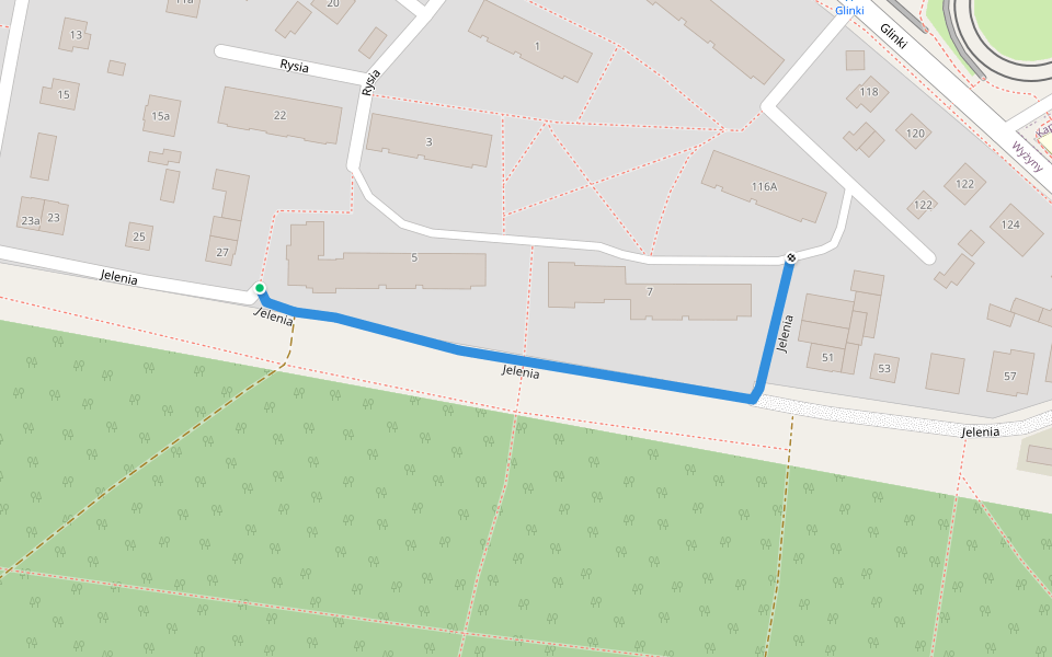 Jelenia walking route map in Bydgoszcz