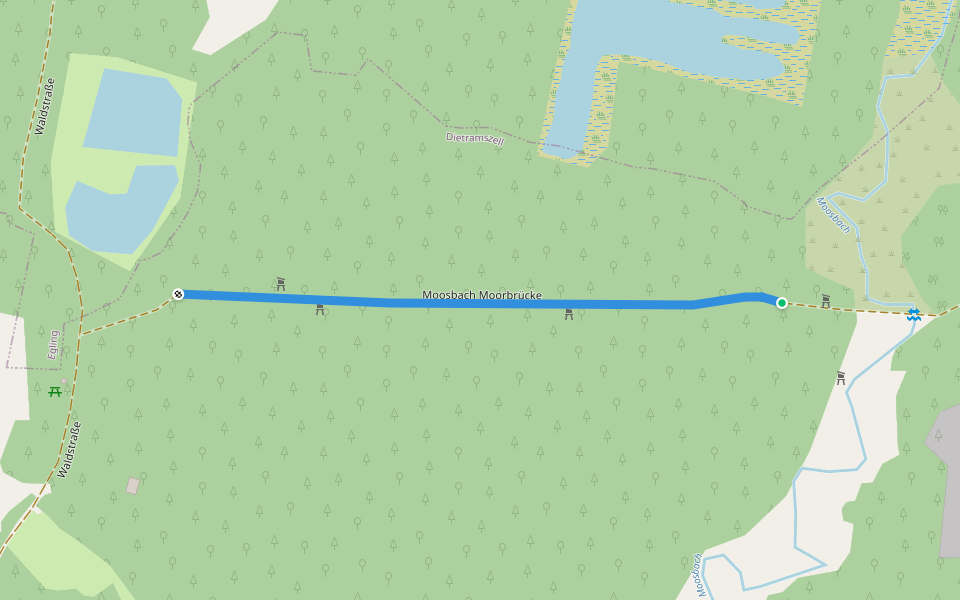 Moosbach Moorbrücke walking route map in Dietramszell