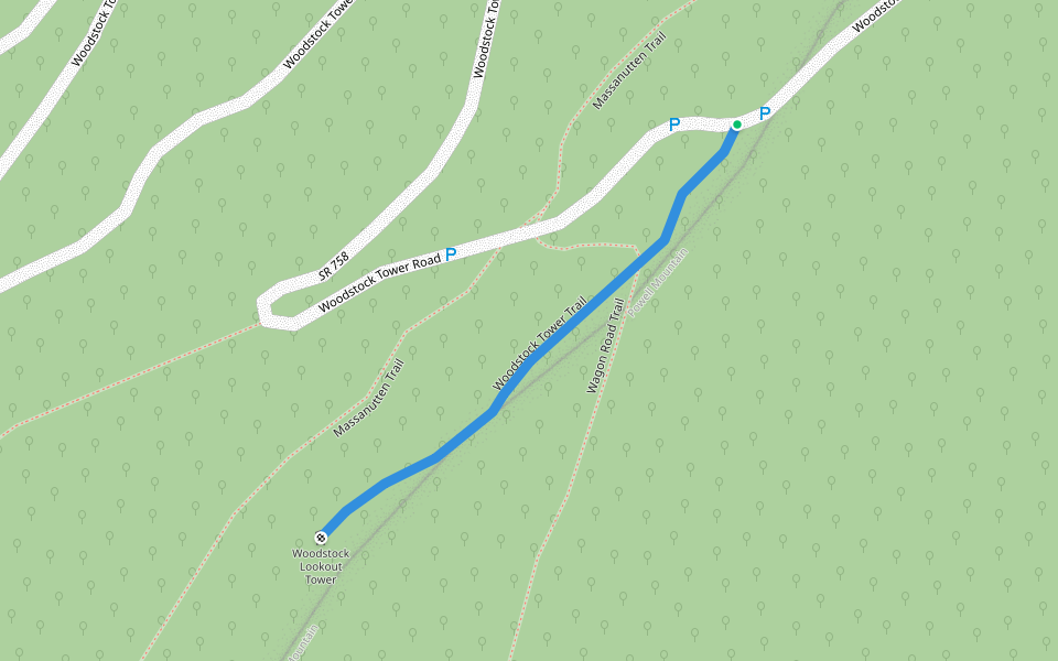 Woodstock Tower Trail walking route map in Woodstock