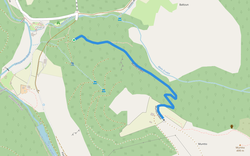 Muntto bidea walking route map in Andoain