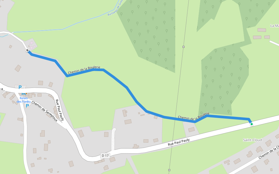 Chemin de la Boulerie walking route map in Blessac
