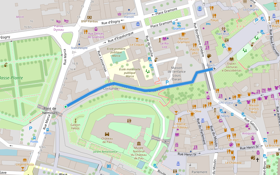 Allée de l'Émir Abd el-Kader walking route map in Pau