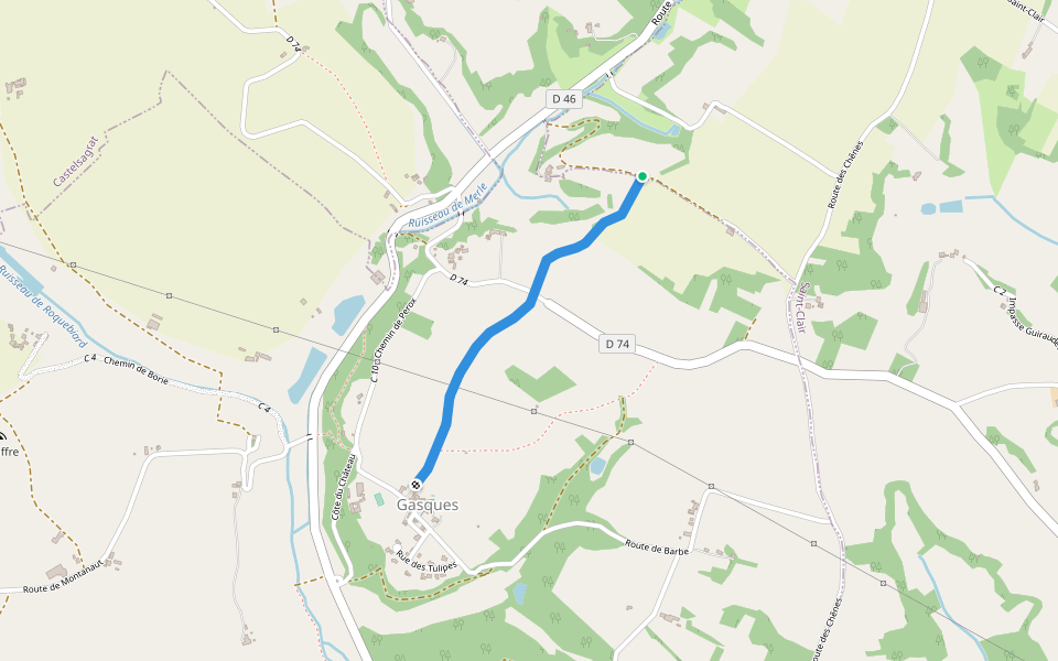 Chemin Rural de Gasque à Castelsagrat walking route map in Saint-Clair