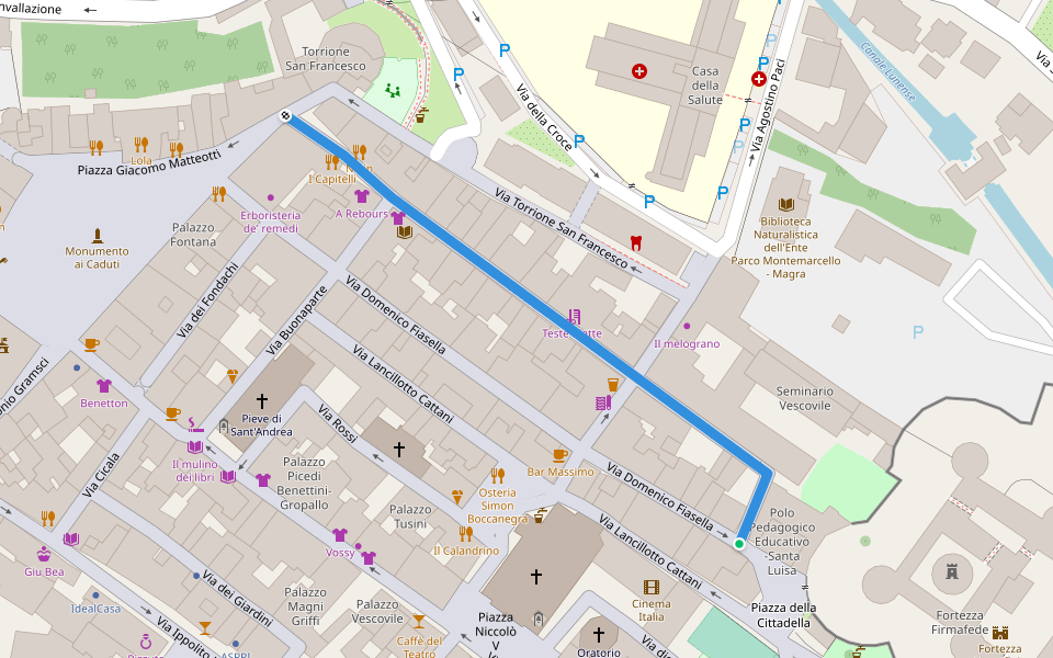 Via Mascardi walking route map in Sarzana