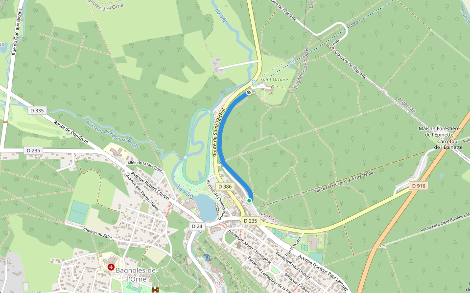 Route Forestière de Saint-Ortaire walking route map in Bagnoles de l'Orne Normandie