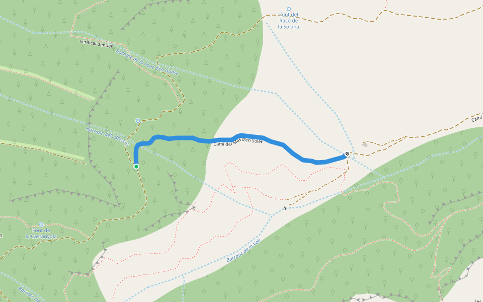Camí del Mas d'en Soler walking route map in Montblanc