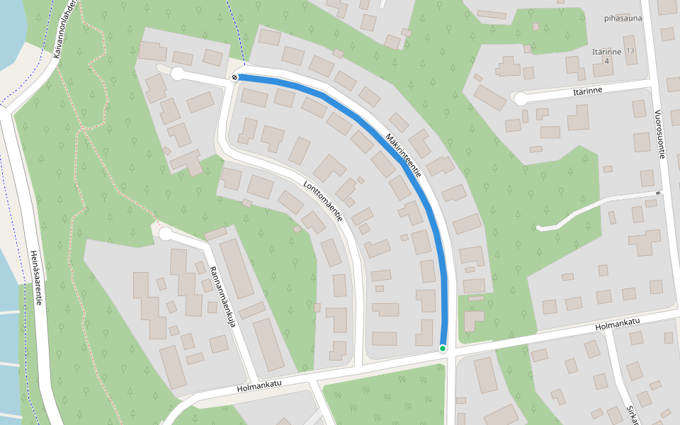 Mäkirinteentien jk walking route map in Heinola