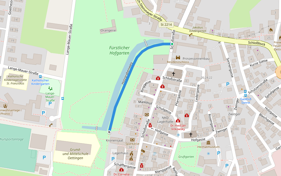 Holzgrabenweg walking route map in Oettingen in Bayern
