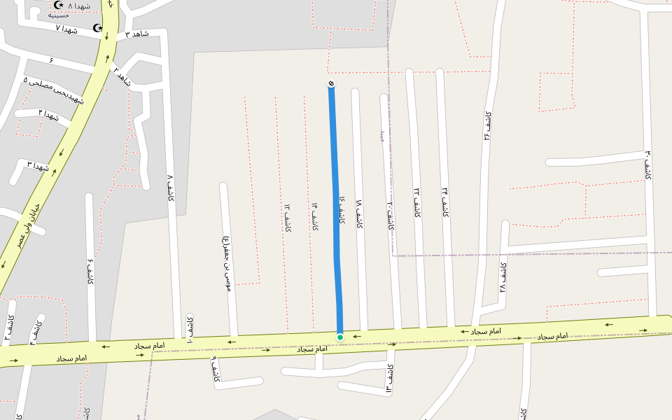 کاشف ۱۶ walking route map in Meybod