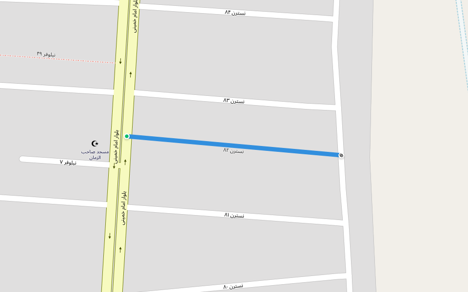 نسترن ۸۲ walking route map in Meybod