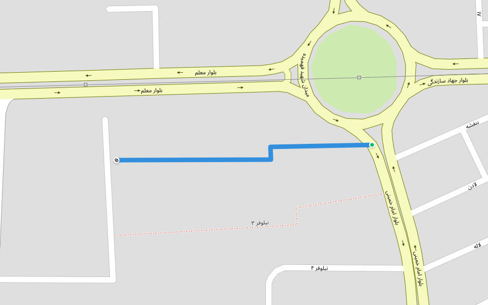 نیلوفر ۲ walking route map in Meybod