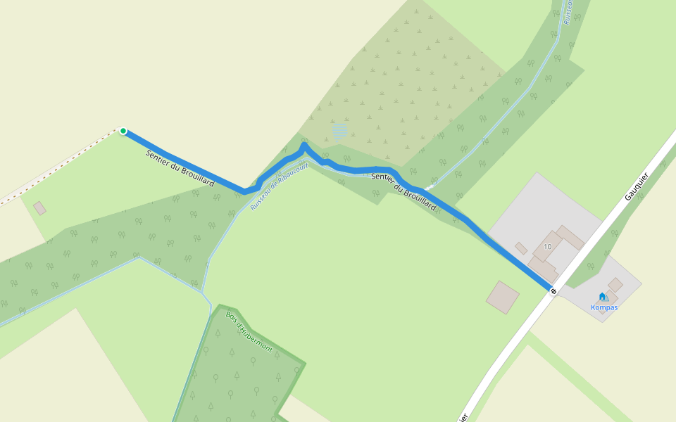 Sentier du Brouillard walking route map in Ellezelles