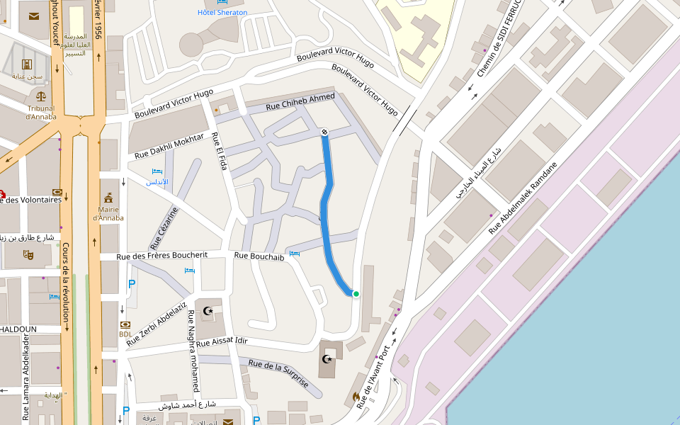Rue hamitouche abdelghani walking route map in Annaba