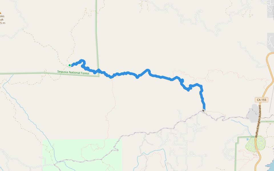 Wagy Trail walking route map in Wofford Heights