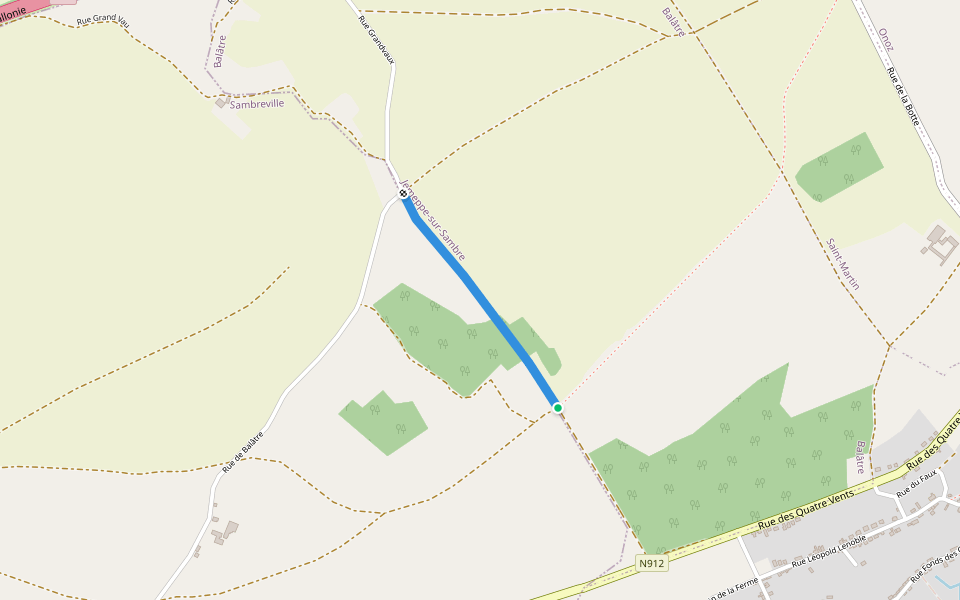 Sentier du Trou Machot walking route map in Jemeppe-sur-Sambre