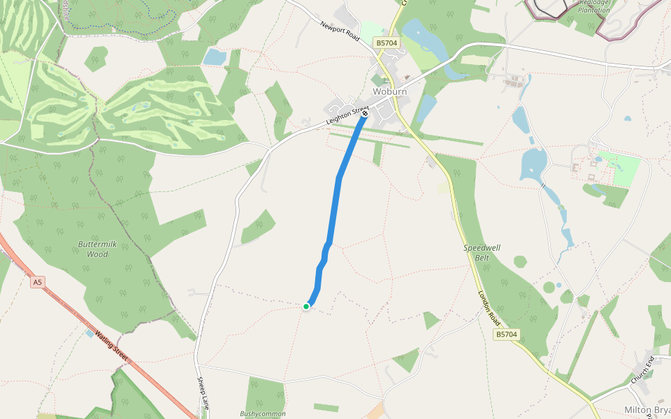 Bedfordshire RoW FP26 walking route map in Woburn