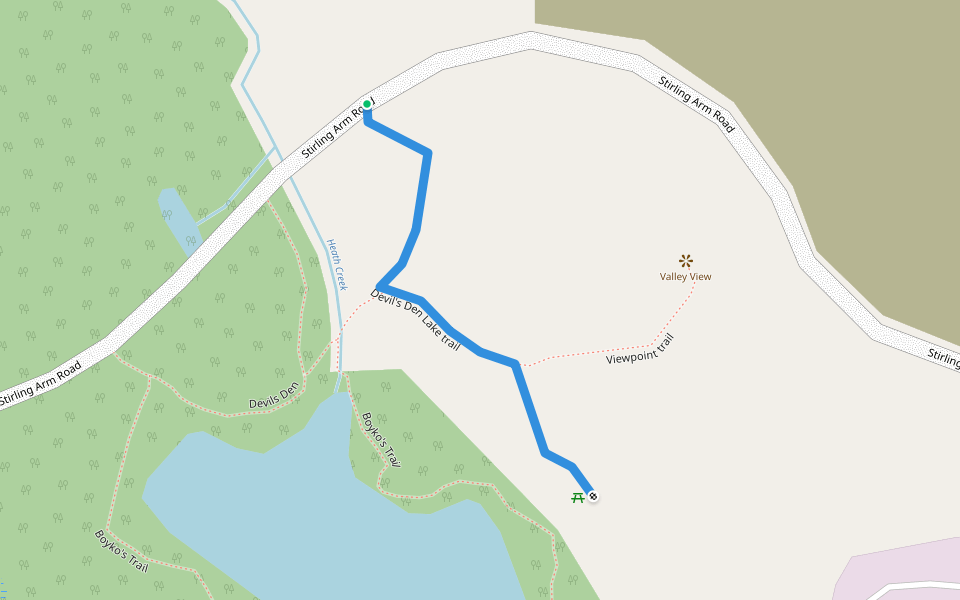 Devil's Den Lake trail walking route map in Port Alberni