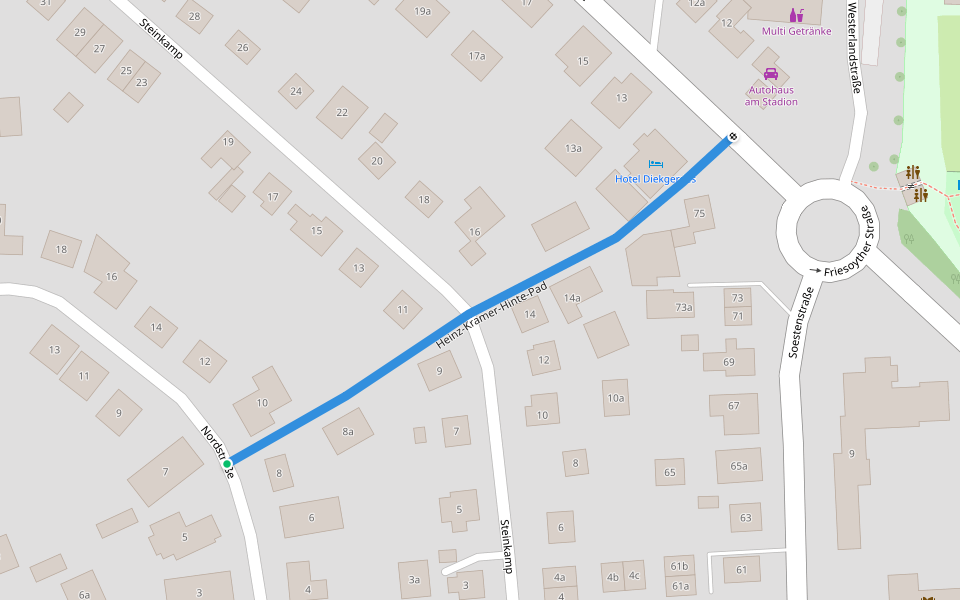 Heinz-Kramer-Hinte-Pad walking route map in Cloppenburg