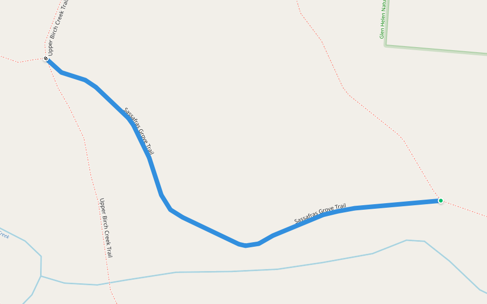 Sassafras Grove Trail walking route map in Yellow Springs