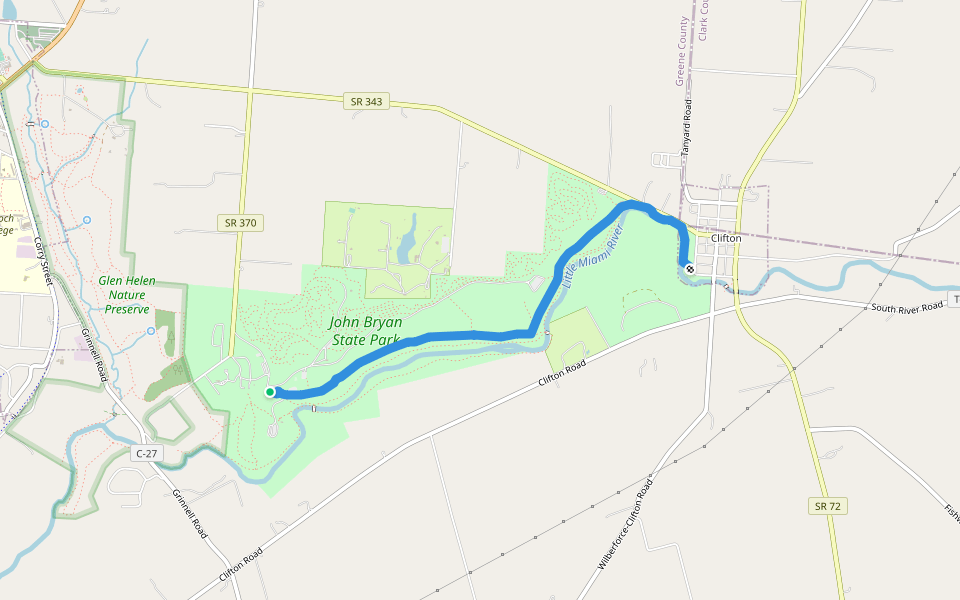 Orton Memorial Trail walking route map in Yellow Springs