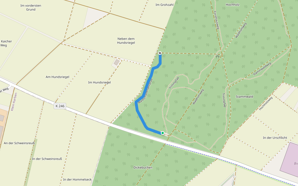 Waldschadenlehrpfad walking route map in Karben