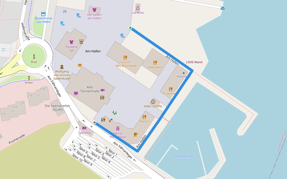 Am Hafen walking route map in List