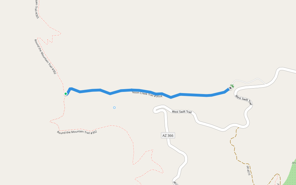 Noon Creek Trail #302A walking route map in Safford