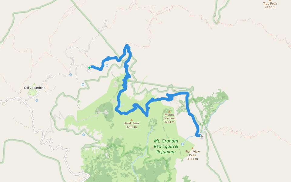 Deadman Highline Trail #325 walking route map in Safford