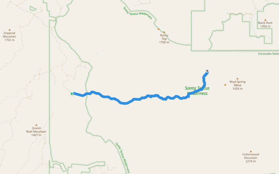 Holdout Trail #69 walking route map in Willcox