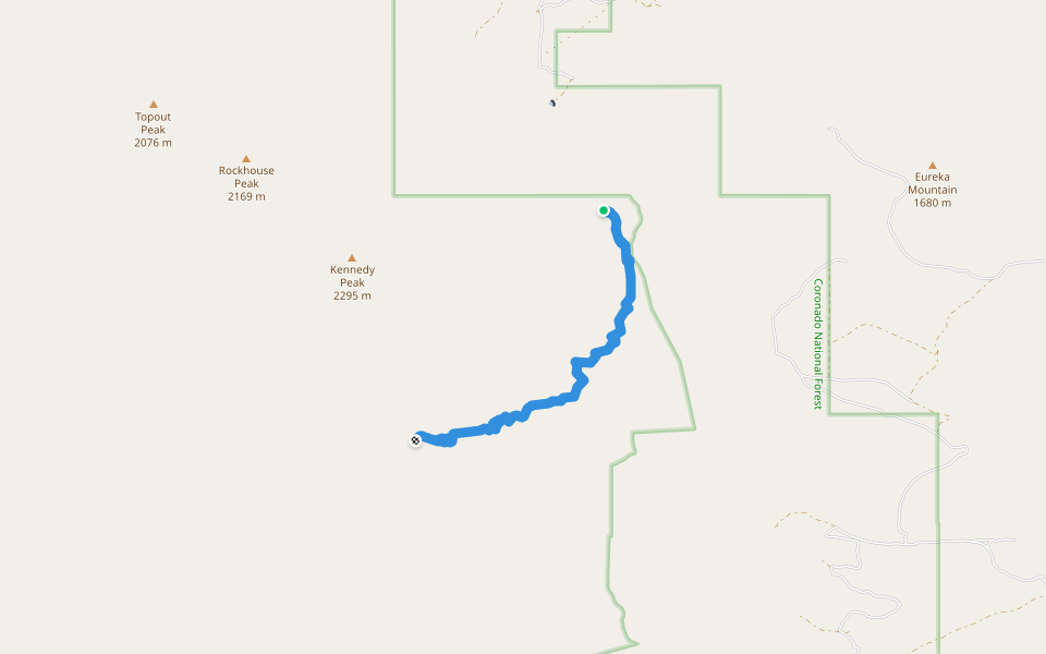 Paddys River Trail #293 walking route map in Willcox