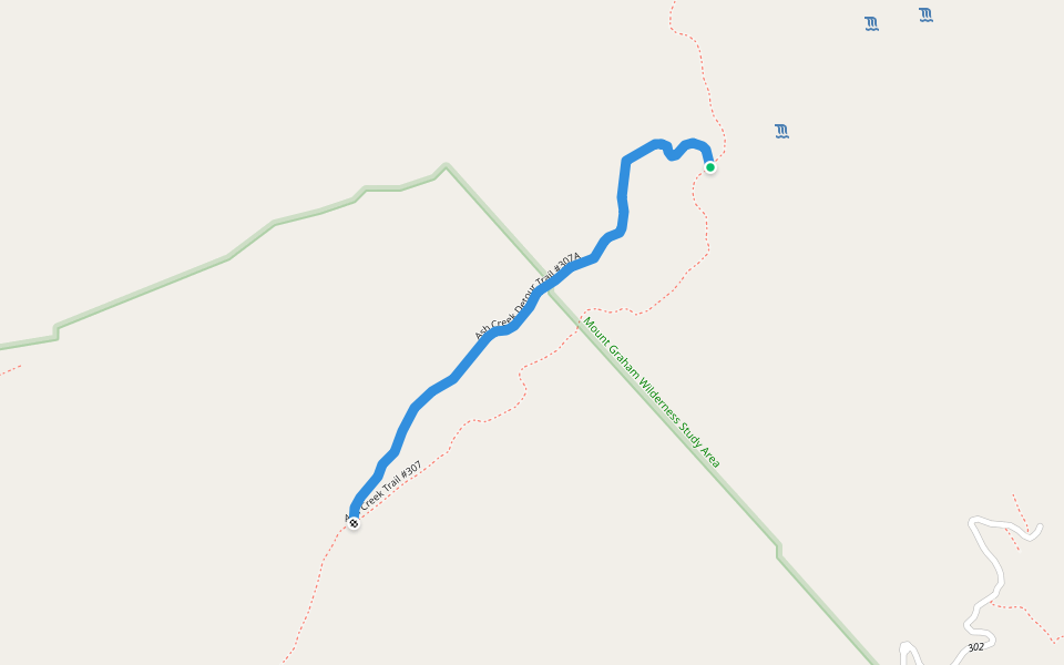 Ash Creek Detour Trail #307A walking route map in Pima