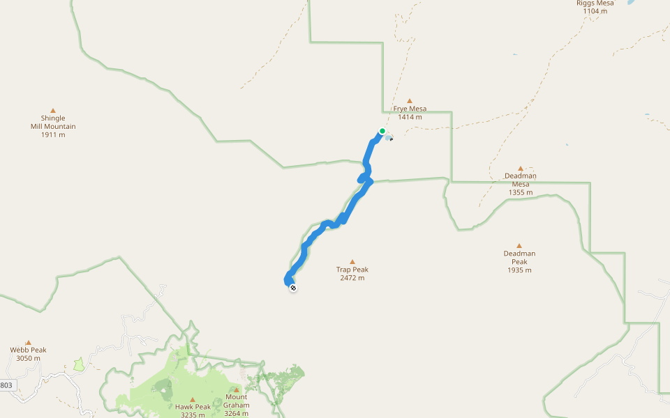 Frye Canyon Trail #36 walking route map in Pima