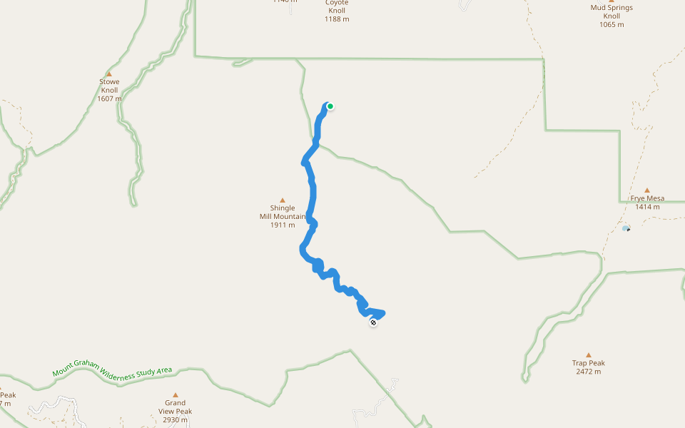 Shingle Mill Trail #35 walking route map in Pima