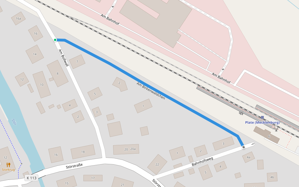 Am Birkenwäldchen walking route map in Plate