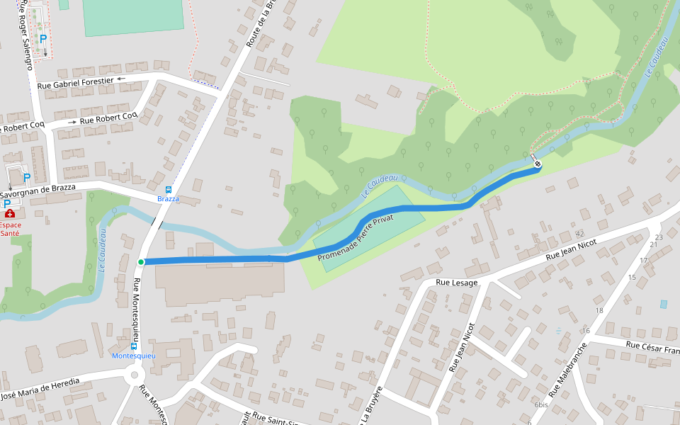 Promenade Pierre Privat walking route map in Bergerac