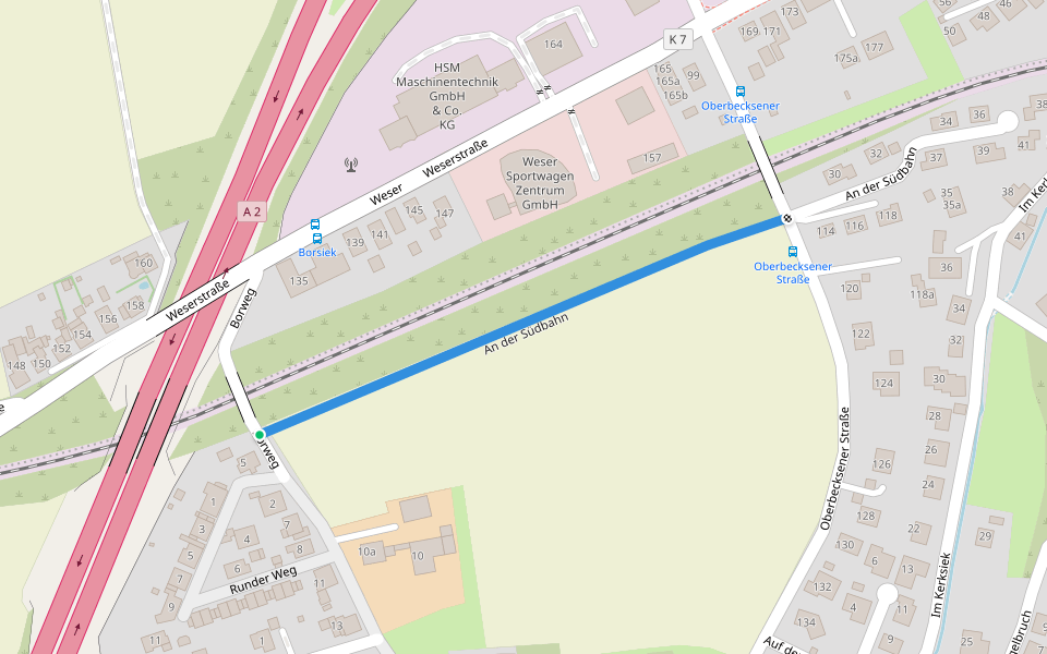 An der Südbahn walking route map in Bad Oeynhausen