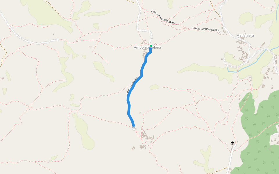 Lalana Mangabe walking route map in Amborona