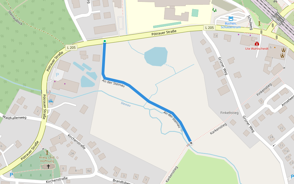An der Steinau walking route map in Büchen
