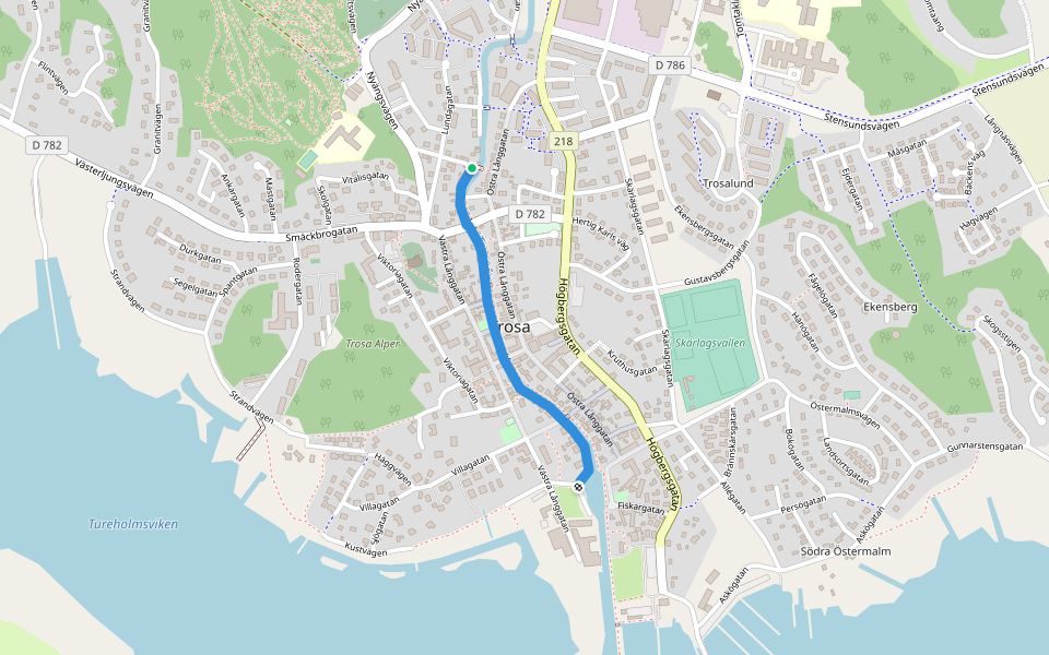 Västra Ågatan walking route map in Trosa