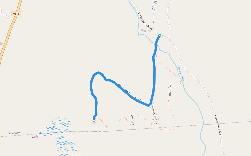 Lewis Deane Original Trail walking route map in Poultney