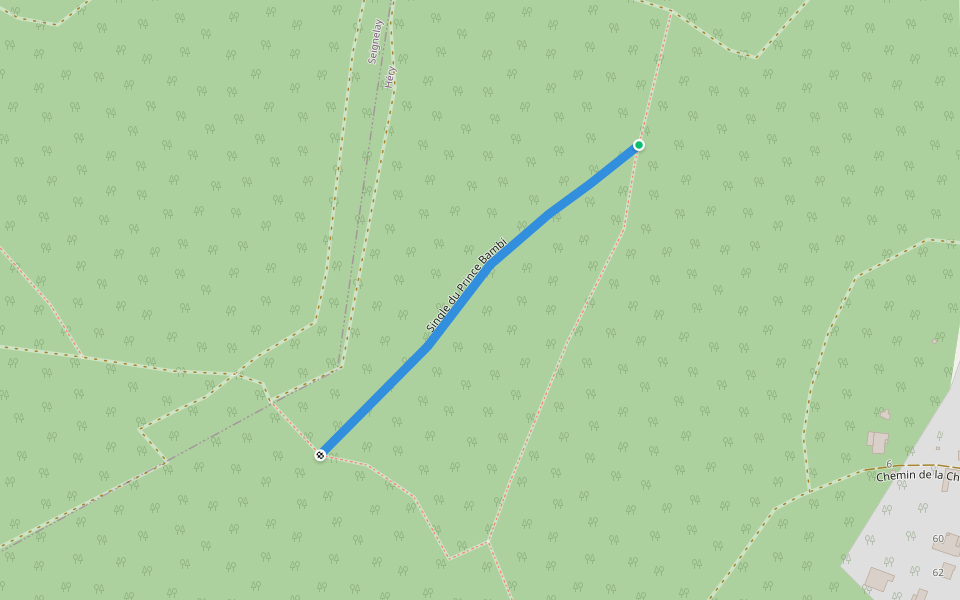 Single du Prince Bambi walking route map in Héry