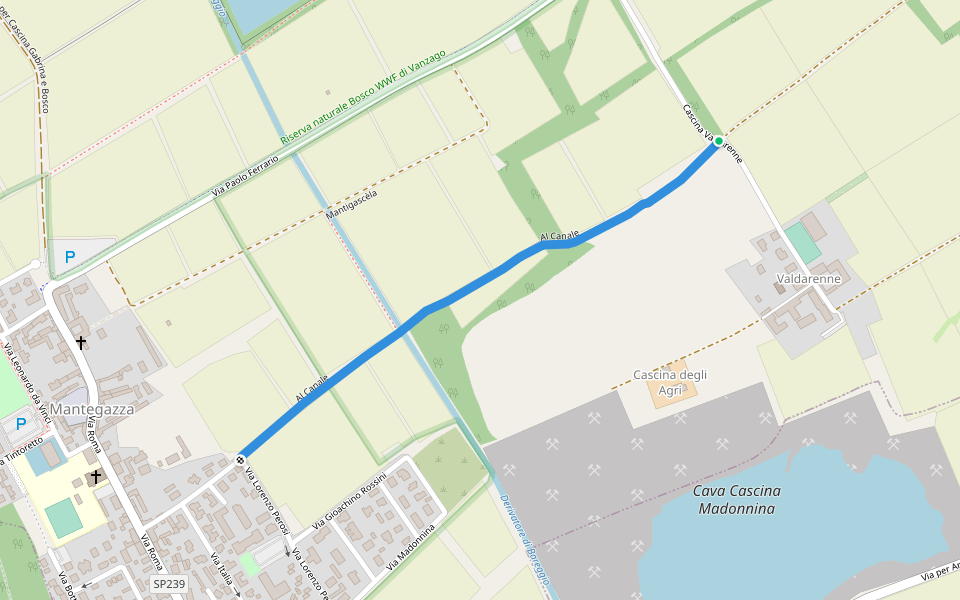 Al Canale walking route map in Valdarenne
