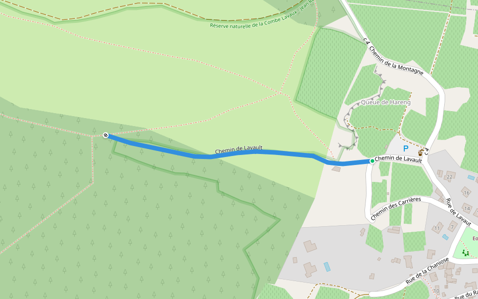 Chemin de Lavault walking route map in Brochon